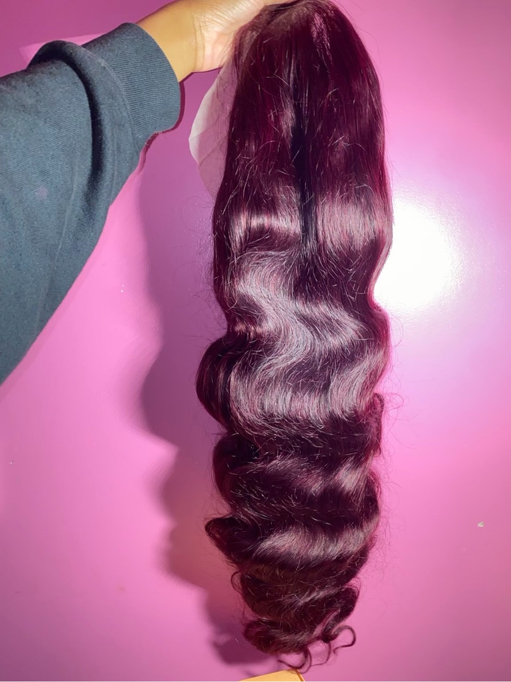 30” Burgundy Human Hair 13x4 Lace Front Wig 200% Density